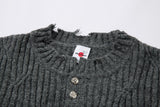 DAXUEN dark grey distressed cable knit sweater