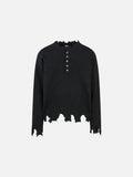 DAXUEN dark grey distressed cable knit sweater