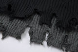 DAXUEN dark grey distressed cable knit sweater