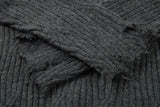 DAXUEN dark grey distressed cable knit sweater