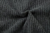 DAXUEN dark grey distressed cable knit sweater