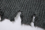 DAXUEN dark grey distressed cable knit sweater