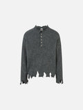 DAXUEN dark grey distressed cable knit sweater