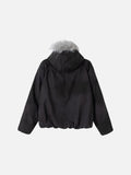 DAXUEN dark grey oversized padded jacket with faux fur hood