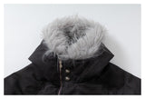 DAXUEN dark grey oversized padded jacket with faux fur hood