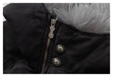 DAXUEN dark grey oversized padded jacket with faux fur hood