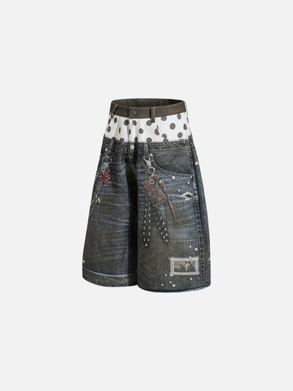 DAXUEN Away End Double Waist Denim Shorts