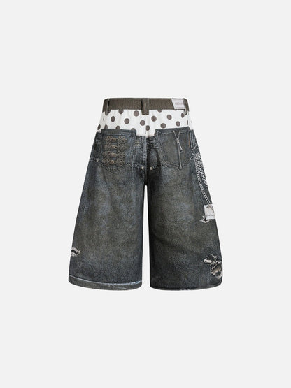 DAXUEN Away End Double Waist Denim Shorts