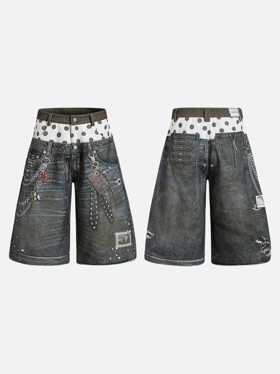DAXUEN Away End Double Waist Denim Shorts