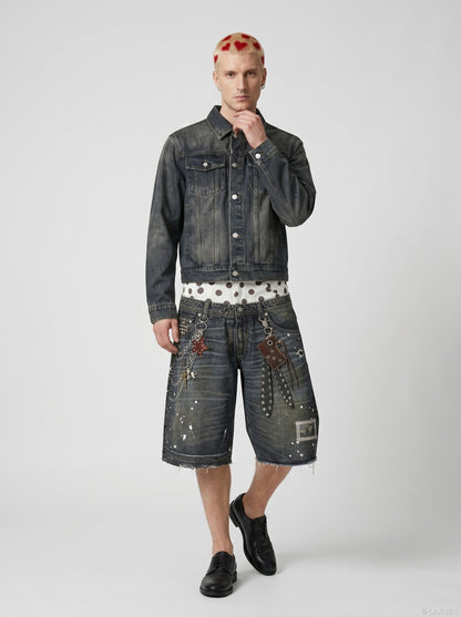 DAXUEN Away End Double Waist Denim Shorts