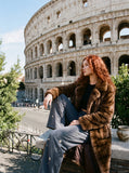 DAXUEN dark grey wide-leg pants with circular embellishments — model photo
