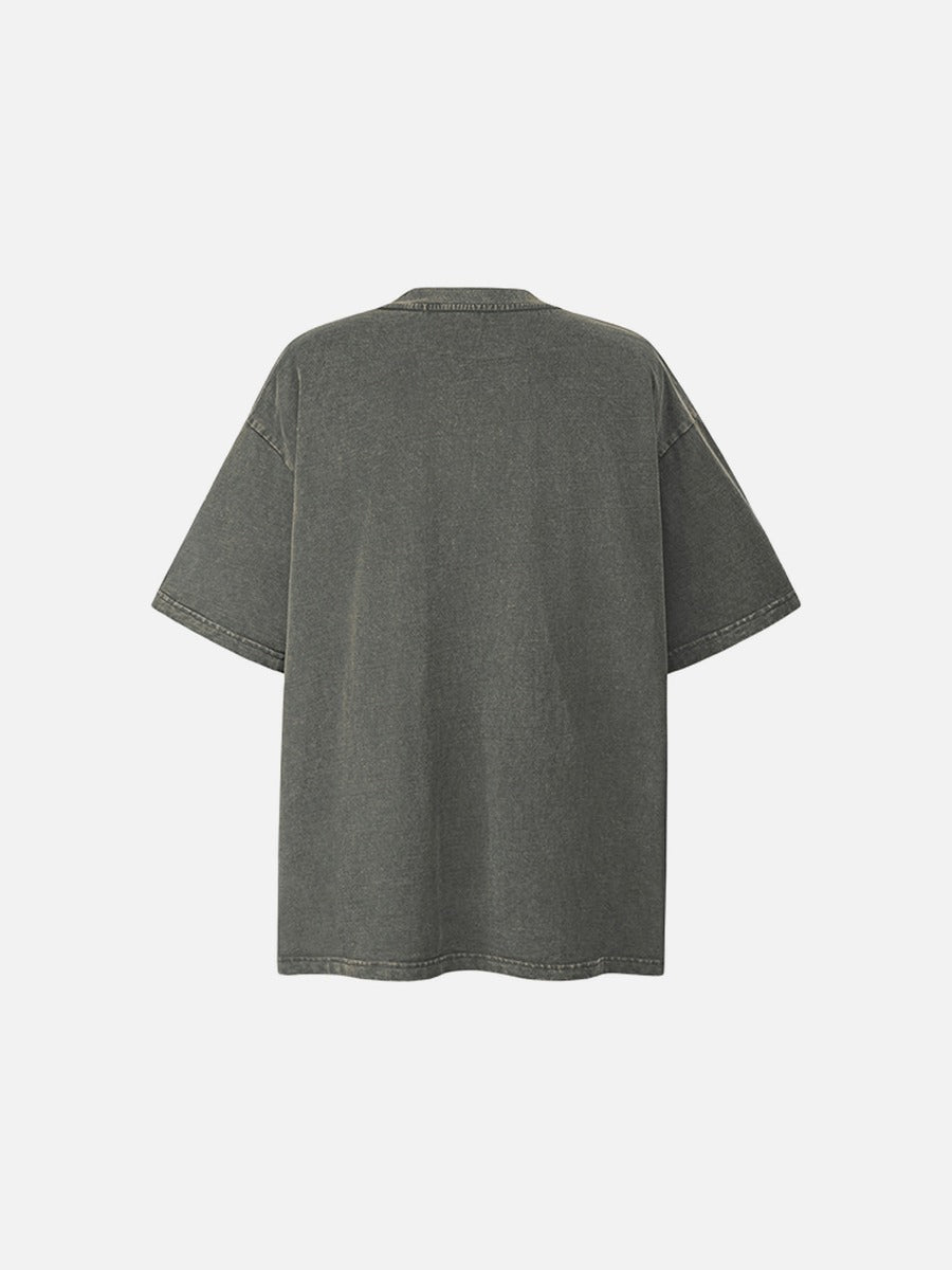 DAXUEN dark olive oversized silhouetted crowd graphic t-shirt