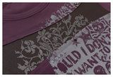 DAXUEN dark purple distressed floral graphic long-sleeve top