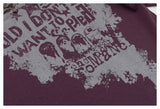 DAXUEN dark purple distressed floral graphic long-sleeve top