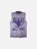 DAXUEN faded grey distressed dark silhouette graphic tank top