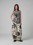 DAXUEN faded grey distressed dark silhouette graphic tank top — model photo