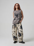 DAXUEN faded grey distressed dark silhouette graphic tank top — model photo