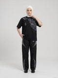 DAXUEN Distressed graphic print t-shirt with denim jacket design — model photo