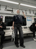 DAXUEN Distressed graphic print t-shirt with denim jacket design — model photo