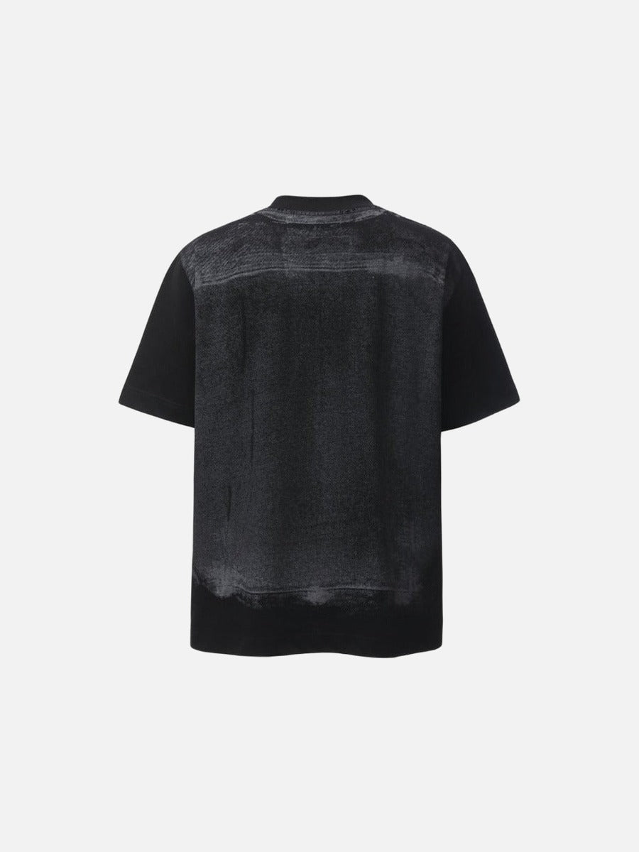DAXUEN Distressed graphic print t-shirt with denim jacket design