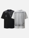 DAXUEN Distressed graphic print t-shirt with denim jacket design