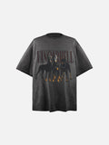 DAXUEN charcoal grey oversized Doberman graphic tee