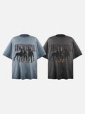 DAXUEN charcoal grey oversized Doberman graphic tee