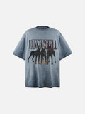 DAXUEN charcoal grey oversized Doberman graphic tee