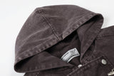 DAXUEN dark purplish-brown distressed double-breasted denim jacket