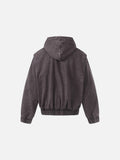 DAXUEN dark purplish-brown distressed double-breasted denim jacket