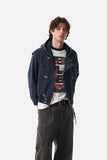 DAXUEN dark purplish-brown distressed double-breasted denim jacket