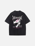 DAXUEN Distressed oversized short-sleeved t-shirt with dragon graphic
