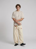 DAXUEN Distressed drop shoulder t-shirt in charcoal grey — model photo