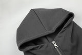 DAXUEN dark grey distressed dual-figure graphic zip hoodie
