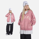 DAXUEN Oversized zip-up hooded jacket with gothic graphic