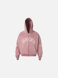 DAXUEN Oversized zip-up hooded jacket with gothic graphic