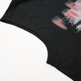 DAXUEN black oversized distressed face graphic tank