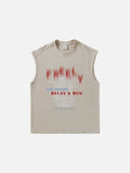 DAXUEN black oversized distressed face graphic tank