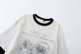 DAXUEN black distressed face graphic faux-layered long-sleeve t-shirt