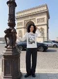 Distressed Face Graphic Long Sleeve T-Shirt