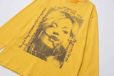 Distressed Face Graphic Long Sleeve T-Shirt