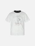 DAXUEN white t-shirt with distressed face graphic