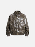 DAXUEN distressed faux leather bomber jacket