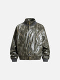 DAXUEN distressed faux leather bomber jacket