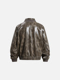 DAXUEN distressed faux leather bomber jacket