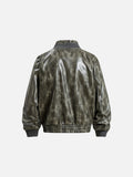 DAXUEN distressed faux leather bomber jacket