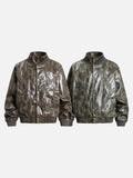 DAXUEN distressed faux leather bomber jacket