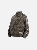 DAXUEN distressed faux leather bomber jacket