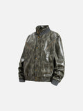 DAXUEN distressed faux leather bomber jacket