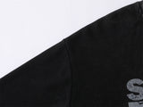 DAXUEN black distressed figures graphic long sleeve t-shirt